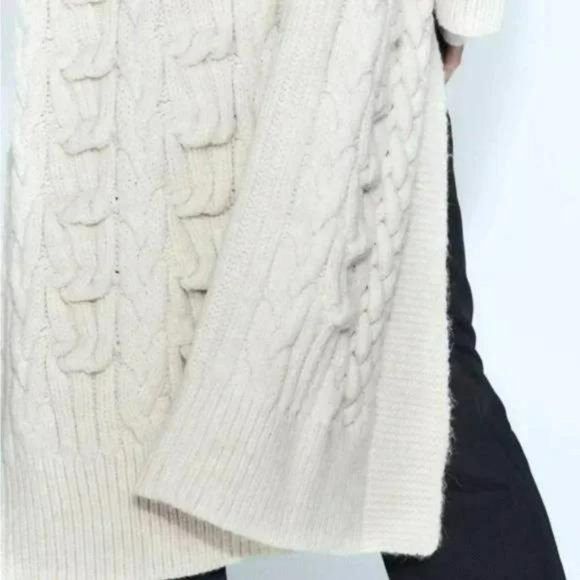 ZARA CABLE KNIT TEXTURED COAT - Picture 5 of 7